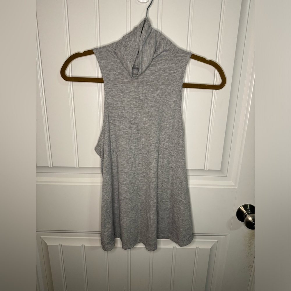 Free People Intimately Gray Ribbed Turtle Neck Tank Top - Picture 2 of 5